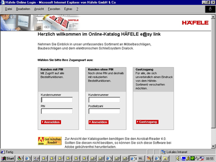 Mit dieser Startseite begrüßt Häfele die Besucher des Großen Häfele im Internet. Foto: HÄFELE